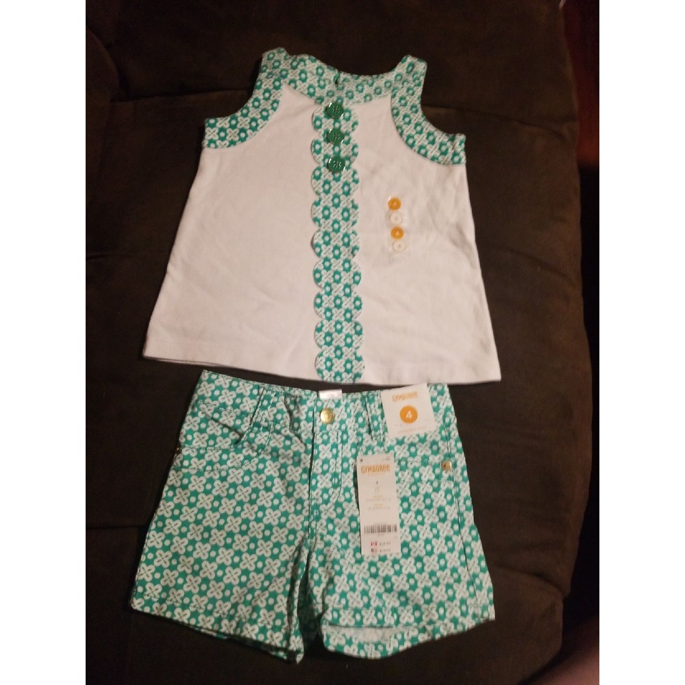 Gymboree green scene outfit 4 nwt